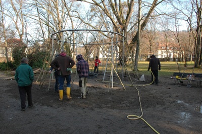 Platanenpavillon im Bau